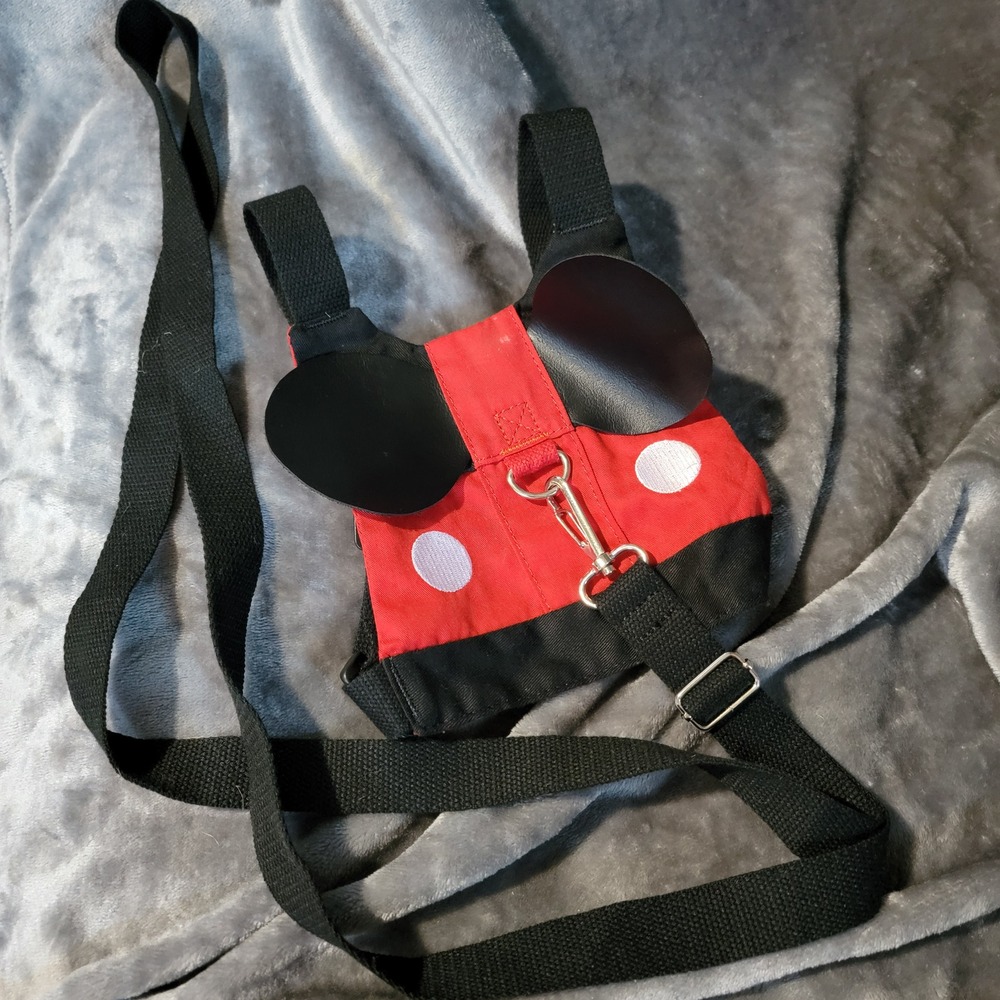 Disney Mickey Mouse Toddler Safety Harness Red Black Excellent Ears Leash